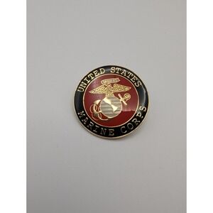 USMC U.S. Marine Corp "USMC EGA" Logo 1-1/2" diameter Red/Black Enamel Lapel Pin